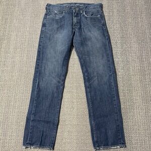 Levi's 511 Skinny Fit Jeans Men 33x30 Blue Distressed Honeycomb Whisker Fade Y2K